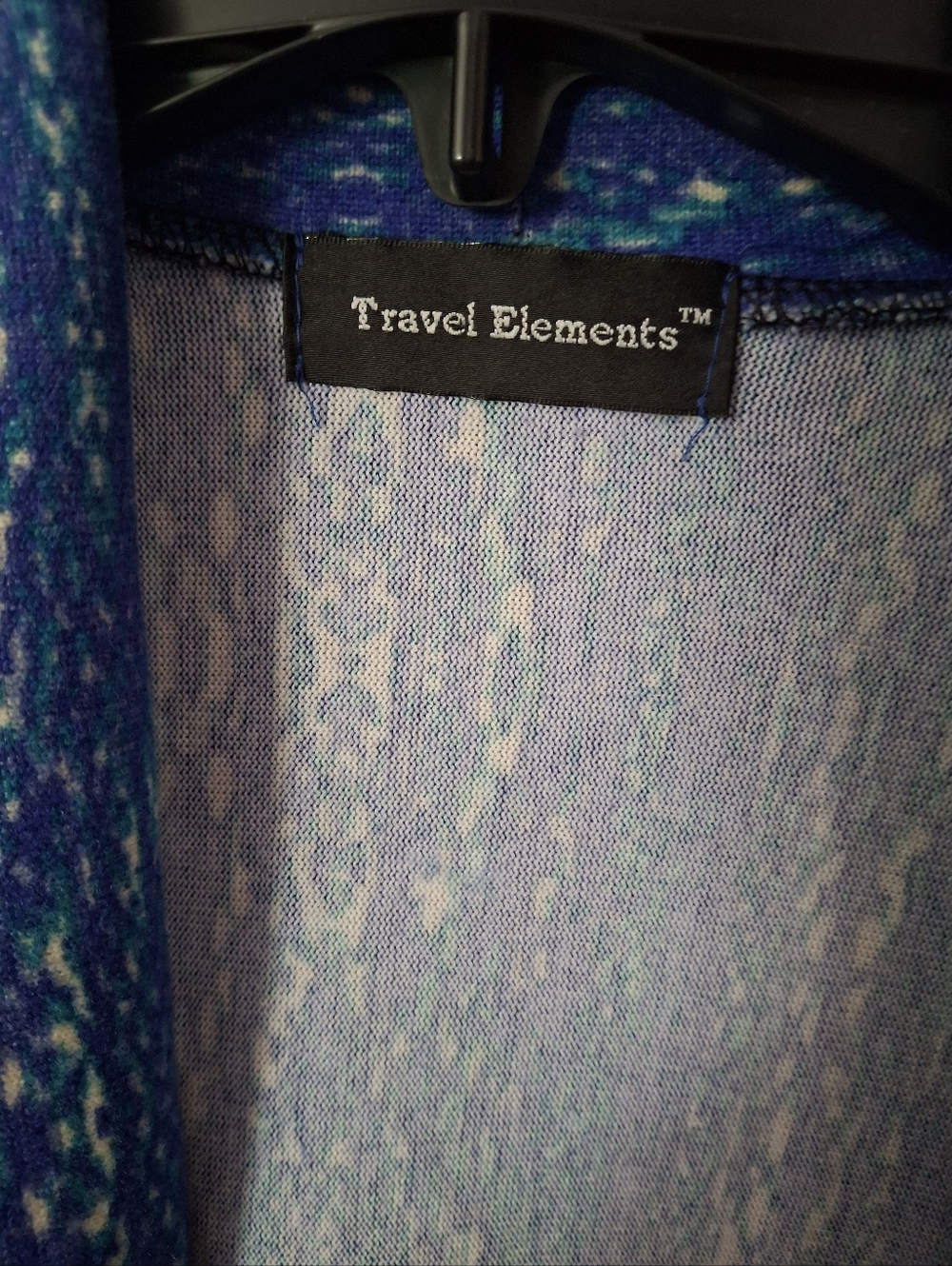 Travel Elements Women's Med Blue & Black Open Cardigan 3/4 Sleeves - Picture 2 of 4